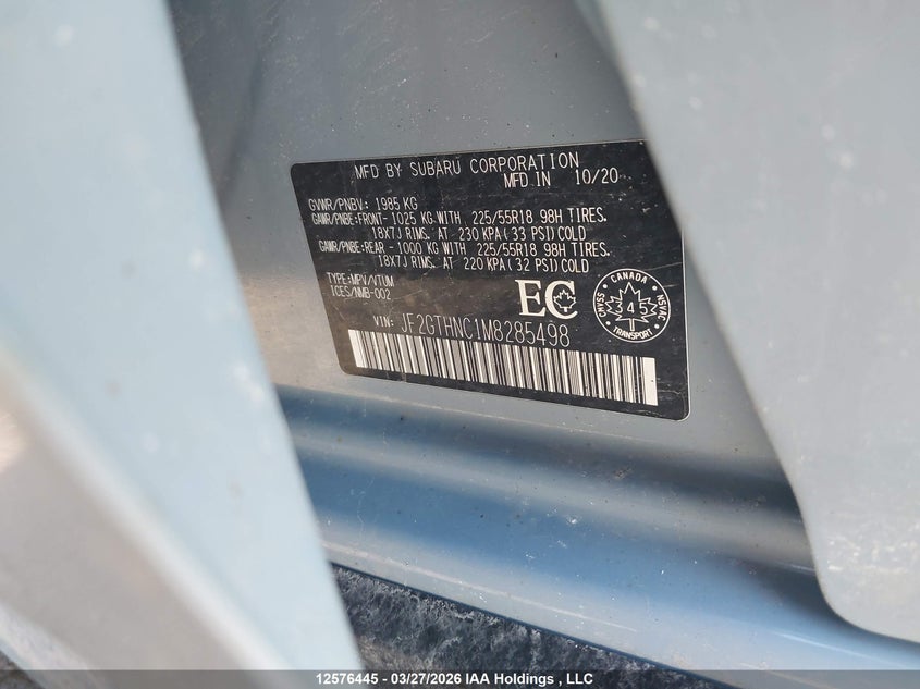 2021 Subaru Crosstrek Limited VIN: JF2GTHNC1M8285498 Lot: 12576445