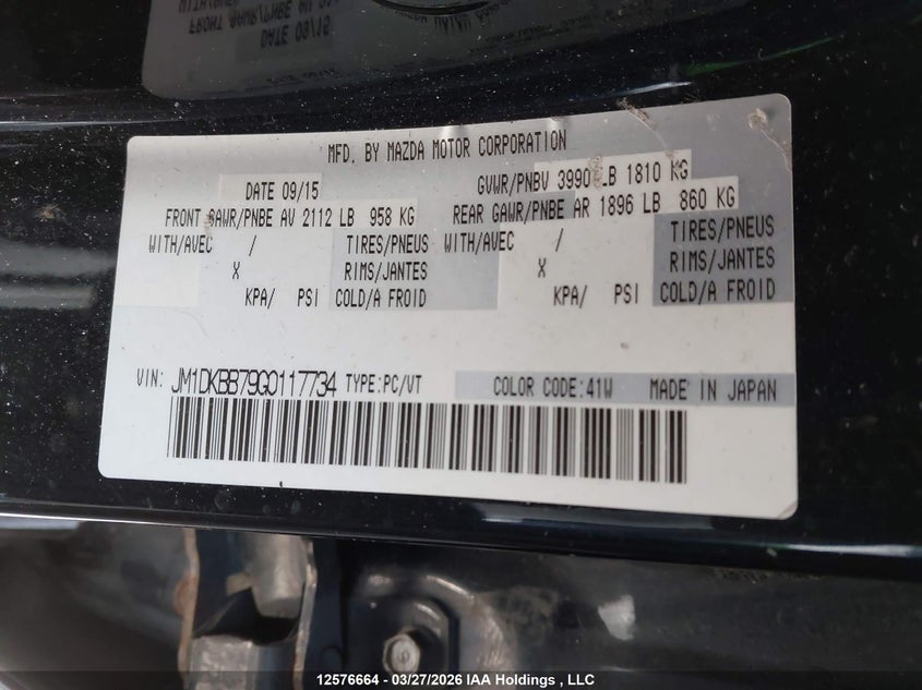 2016 Mazda Cx-3 VIN: JM1DKBB79G0117734 Lot: 12576664