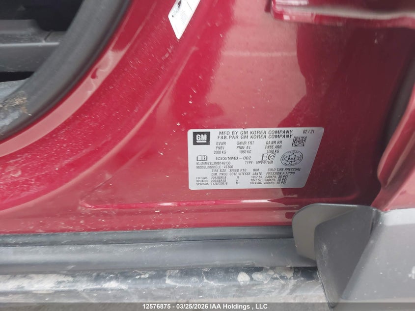 2021 Buick Encore Gx Select VIN: KL4MMESL3MB146133 Lot: 12576875
