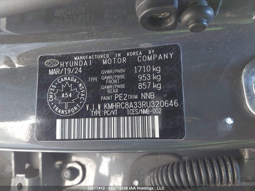 2024 Hyundai Venue Sel/Limited VIN: KMHRC8A33RU320646 Lot: 12577412