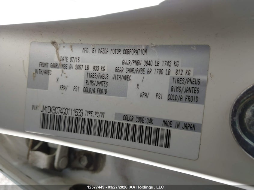 2016 Mazda Cx-3 Gs VIN: JM1DKBC74G0111533 Lot: 12577449