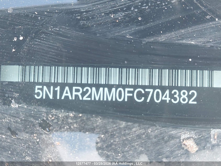 2015 Nissan Pathfinder S/Sv/Sl/Platinum VIN: 5N1AR2MM0FC704382 Lot: 12577477