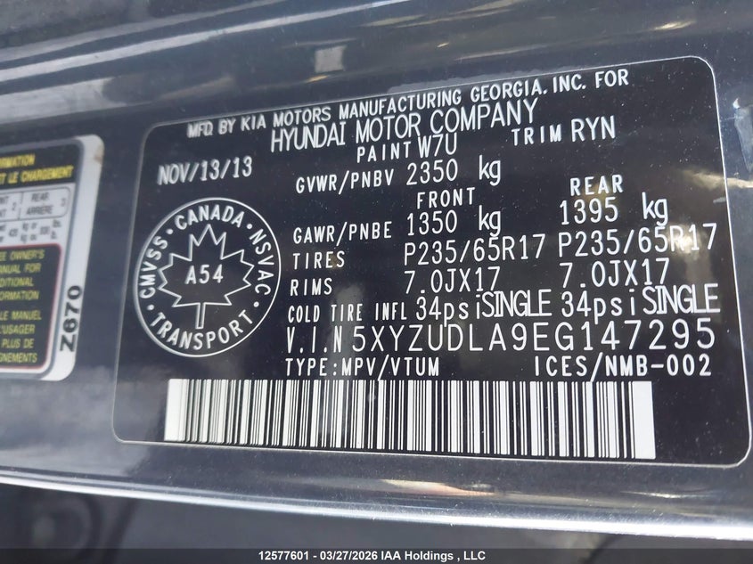 2014 Hyundai Santa Fe Sport 2.0T Premium VIN: 5XYZUDLA9EG147295 Lot: 12577601