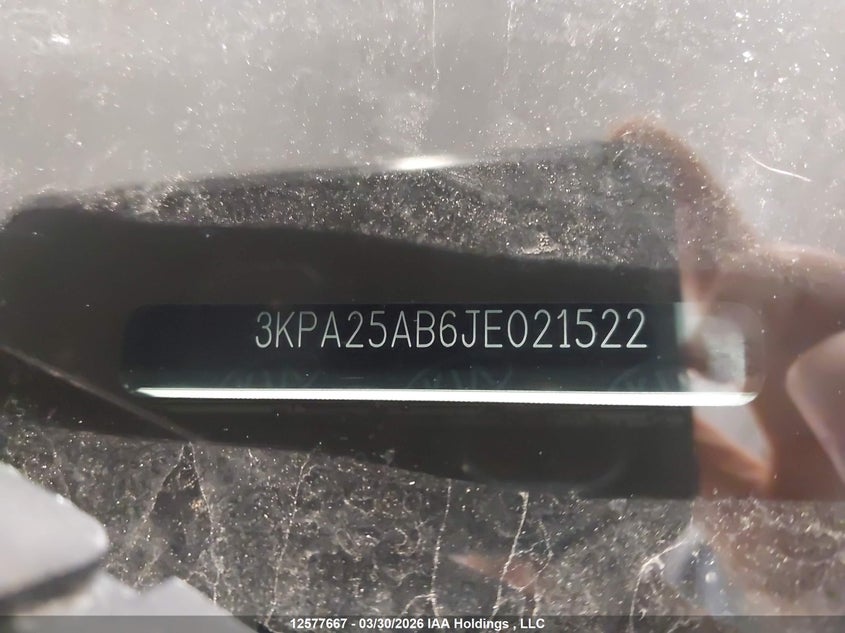 2018 Kia Rio Lx/Lx+ VIN: 3KPA25AB6JE021522 Lot: 12577667