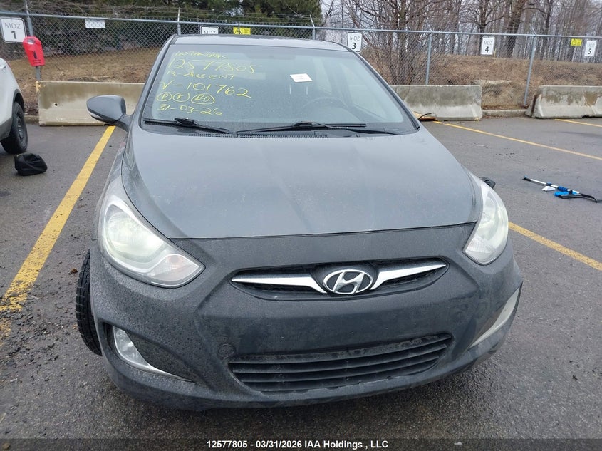 2013 Hyundai Accent VIN: KMHCU5AE1DU101762 Lot: 12577805