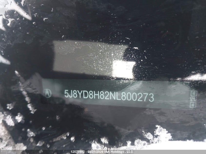 2022 Acura Mdx Type S Ultra VIN: 5J8YD8H82NL800273 Lot: 12577982
