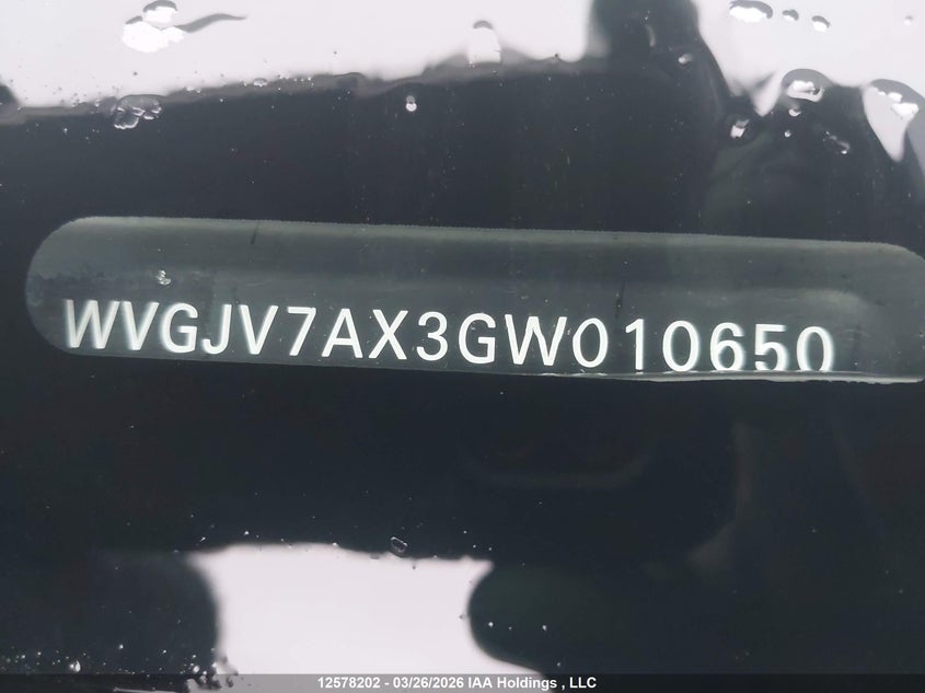 2016 Volkswagen Tiguan Comfort/High/R-Line/Sp Ed VIN: WVGJV7AX3GW010650 Lot: 12578202