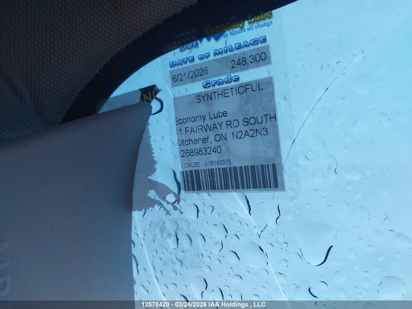 2011 Chevrolet Cruze VIN: 1G1PG5S9XB7182375 Lot: 12578420