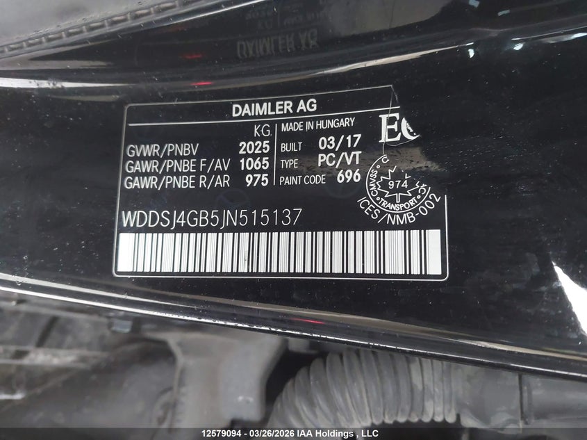 2018 Mercedes-Benz Cla 250 4Matic VIN: WDDSJ4GB5JN515137 Lot: 12579094