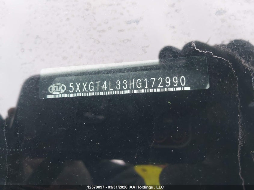 2017 Kia Optima Lx/Lx+ VIN: 5XXGT4L33HG172990 Lot: 12579097