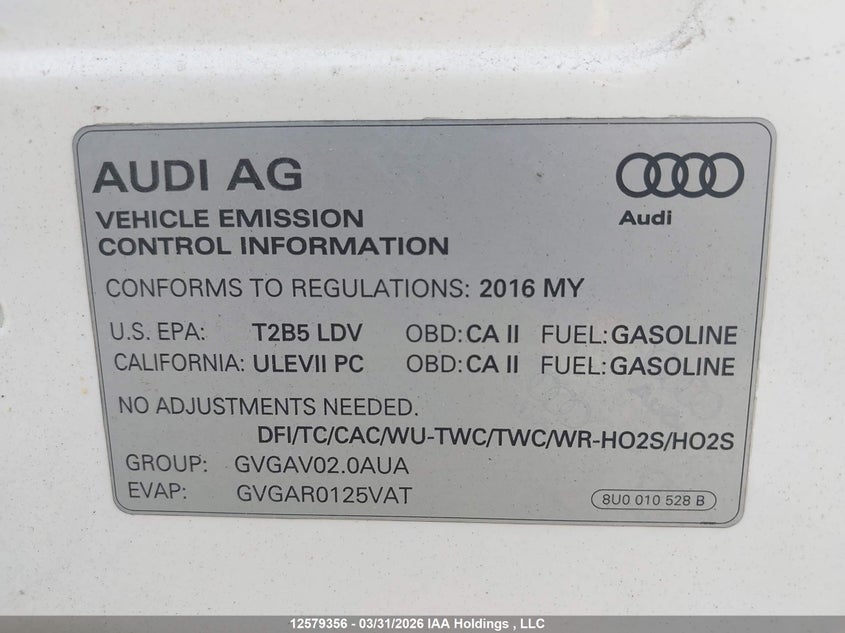 2016 Audi Q3 Progressiv VIN: WA1JFCFS5GR007006 Lot: 12579356