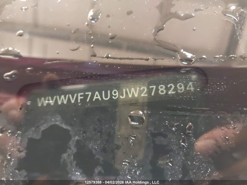 2018 Volkswagen Golf R VIN: WVWVF7AU9JW278294 Lot: 12579388
