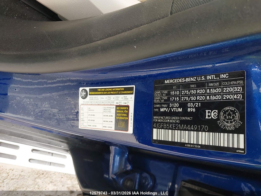 2021 Mercedes-Benz Gle 450 4Matic VIN: 4JGFB5KE2MA449170 Lot: 12579743