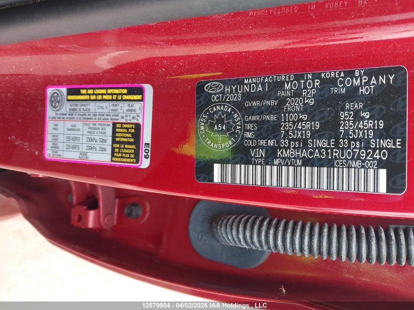 2024 Hyundai Kona 1.6T N Line VIN: KM8HACA31RU079240 Lot: 12579904