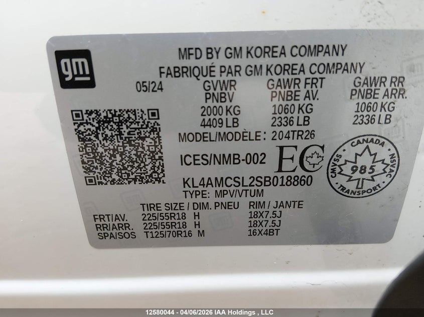 2025 Buick Encore Gx VIN: KL4AMCSL2SB018860 Lot: 12580044