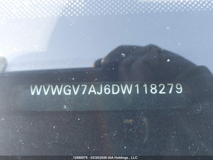 2013 Volkswagen Gti VIN: WVWGV7AJ6DW118279 Lot: 12580075