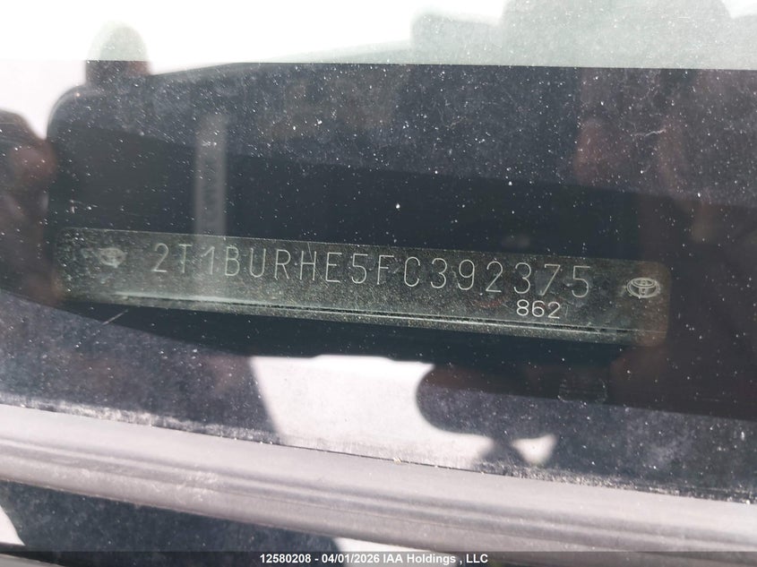 2015 Toyota Corolla VIN: 2T1BURHE5FC392375 Lot: 12580208