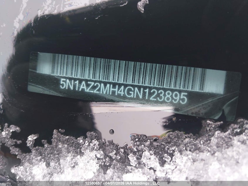 2016 Nissan Murano S/Sl/Sv/Platinum VIN: 5N1AZ2MH4GN123895 Lot: 12580657