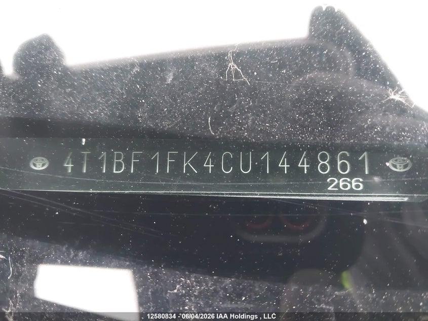 2012 Toyota Camry Se/Le/Xle VIN: 4T1BF1FK4CU144861 Lot: 12580834