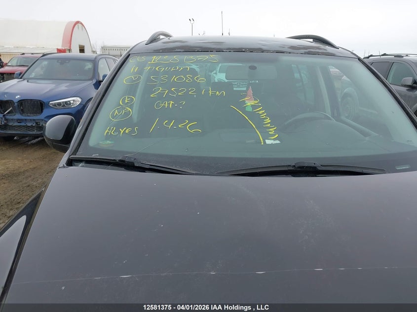 2011 Volkswagen Tiguan 2.0 Tsi Comfortline/2.0 Tsi Highline/2.0 Tsi Trendline VIN: WVGBV7AX1BW531086 Lot: 12581375