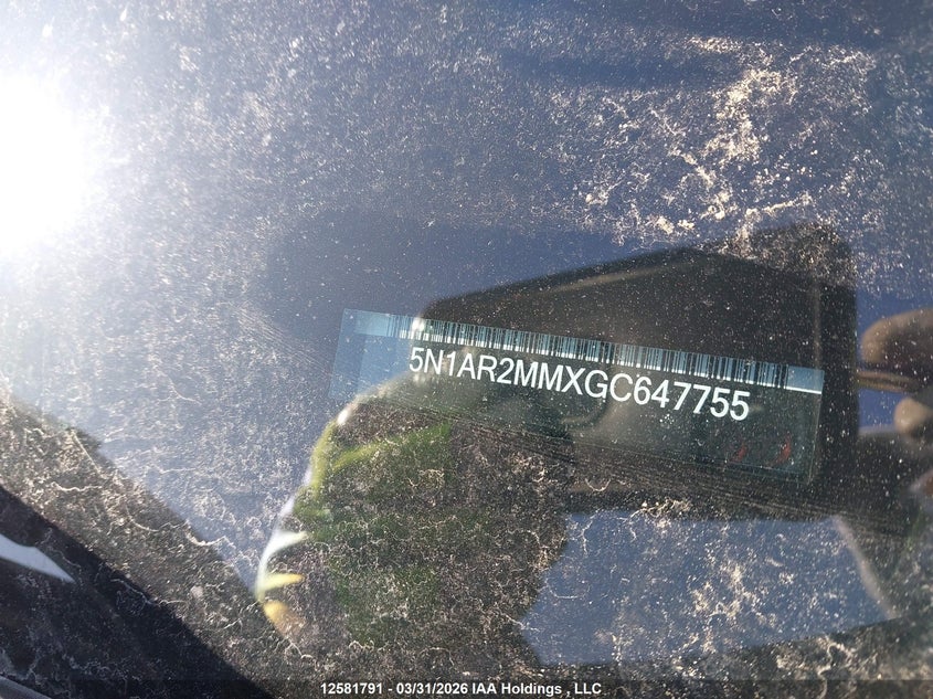 2016 Nissan Pathfinder Platinum/S/Sl/Sv VIN: 5N1AR2MMXGC647755 Lot: 12581791