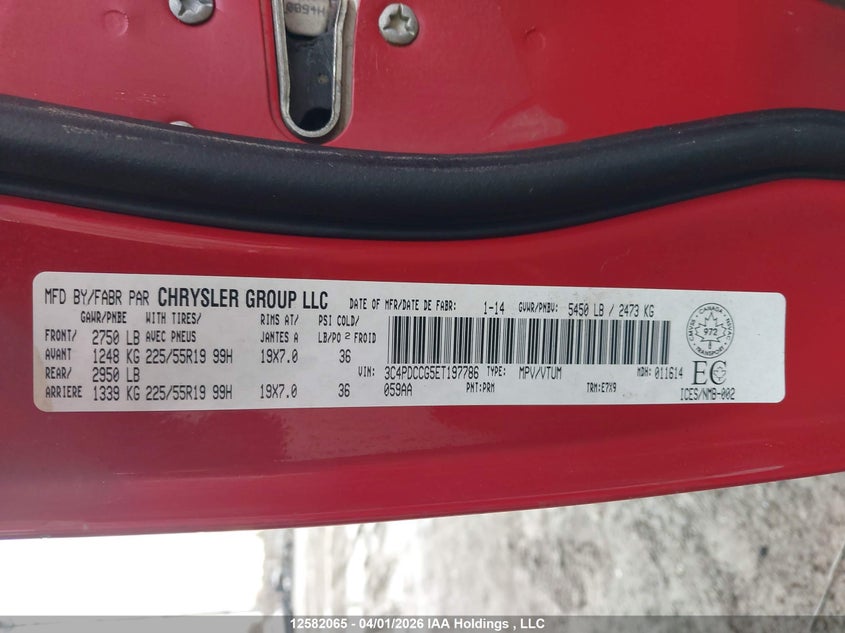 2014 Dodge Journey Sxt VIN: 3C4PDCCG5ET197786 Lot: 12582065