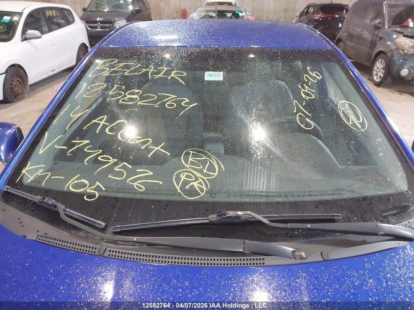 2014 Hyundai Accent VIN: KMHCT4AE2EU749576 Lot: 12582764