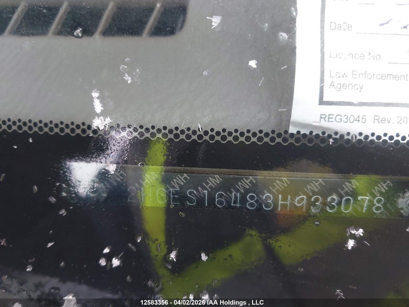 2003 Honda Civic Dx VIN: 2HGES16483H933078 Lot: 12583356