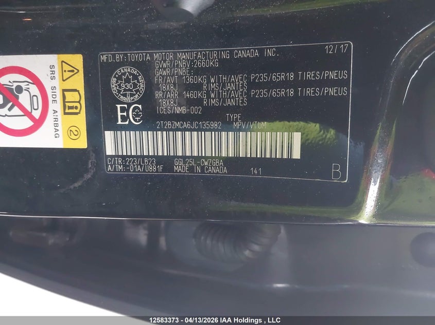 2018 Lexus Rx 350 VIN: 2T2BZMCA6JC135982 Lot: 12583373