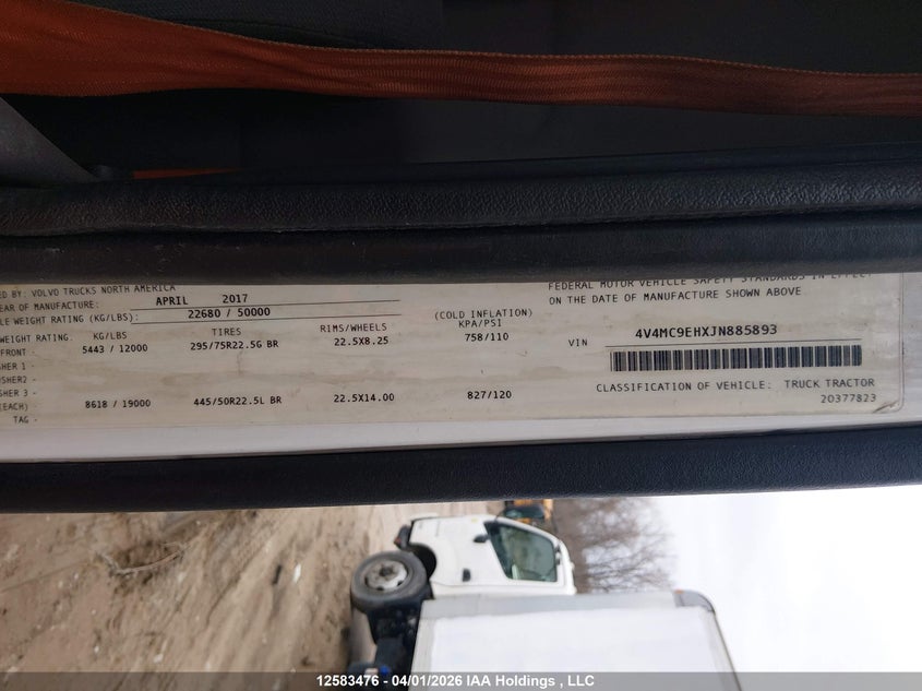 2018 Volvo Vnm VIN: 4V4MC9EHXJN885893 Lot: 12583476