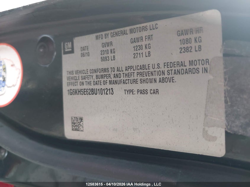 2011 Cadillac Dts Premium Collection VIN: 1G6KH5E62BU101213 Lot: 12583615