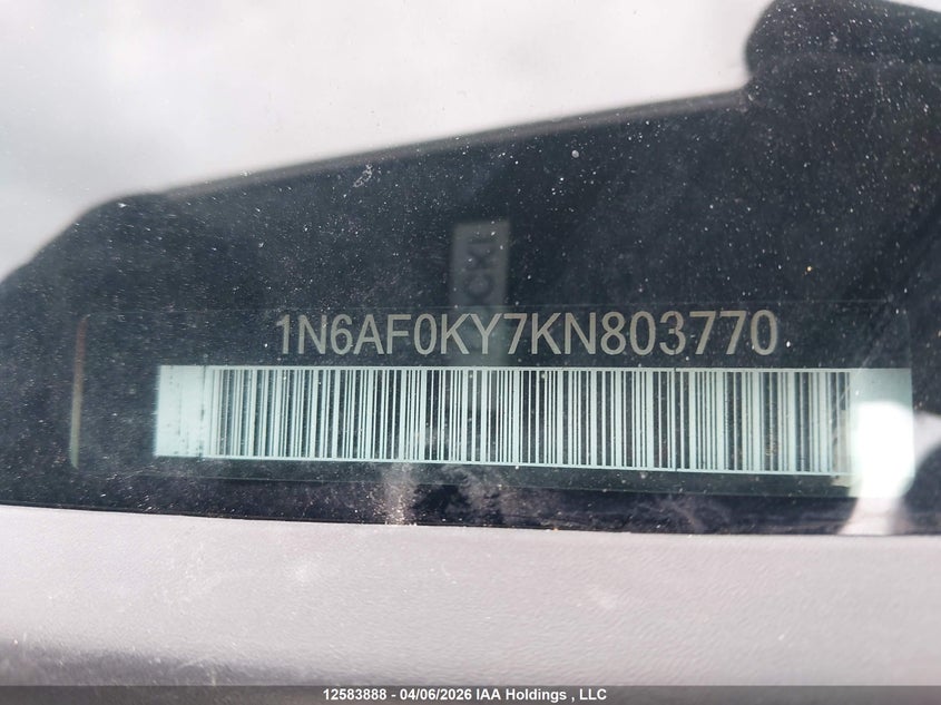 2019 Nissan Nv 2500 S/2500 Sv/3500 S/3500 Sv/3500 Sl VIN: 1N6AF0KY7KN803770 Lot: 12583888