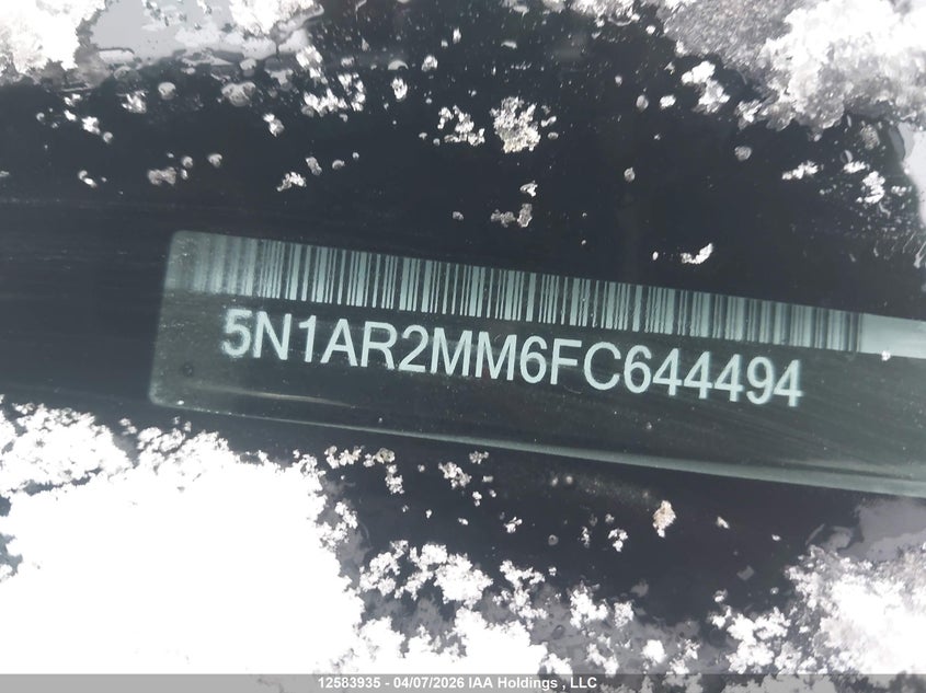2015 Nissan Pathfinder Platinum/S/Sl/Sv VIN: 5N1AR2MM6FC644494 Lot: 12583935