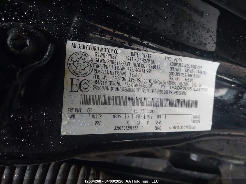 2018 Ford Focus St St VIN: 1FADP3L95JL247898 Lot: 12584268