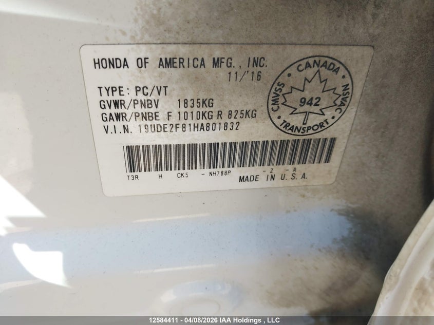 2017 Acura Ilx A-Spec/Anniversary Edition VIN: 19UDE2F81HA801832 Lot: 12584411