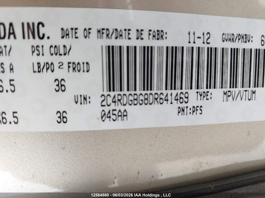2013 Dodge Grand Caravan Se VIN: 2C4RDGBG8DR641469 Lot: 12584580