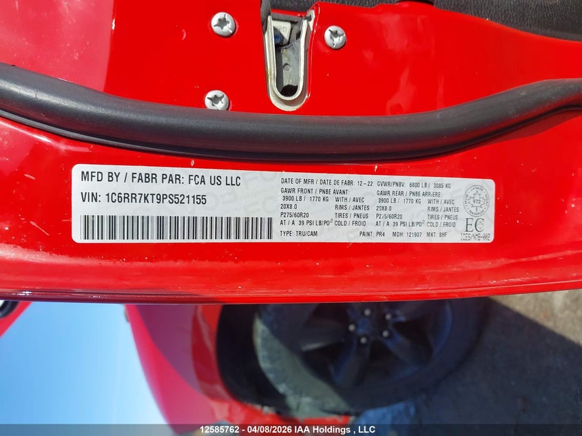 2023 Ram 1500 Classic Tradesman VIN: 1C6RR7KT9PS521155 Lot: 12585762