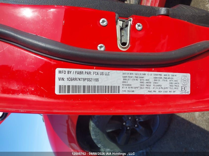 2023 Ram 1500 Classic Tradesman VIN: 1C6RR7KT9PS521155 Lot: 12585762