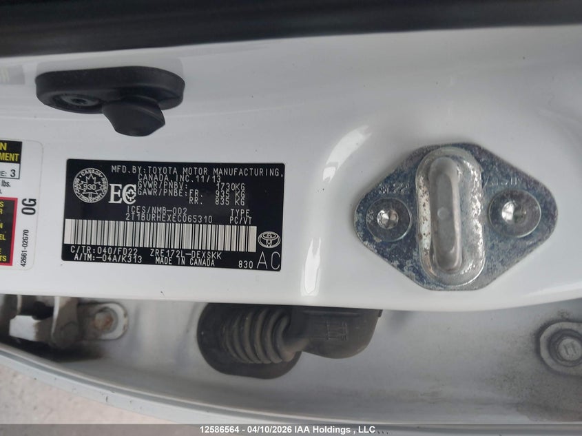 2014 Toyota Corolla S VIN: 2T1BURHEXEC065310 Lot: 12586564