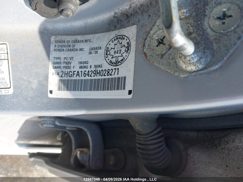 2009 Honda Civic Dx-G VIN: 2HGFA16429H028271 Lot: 12587048