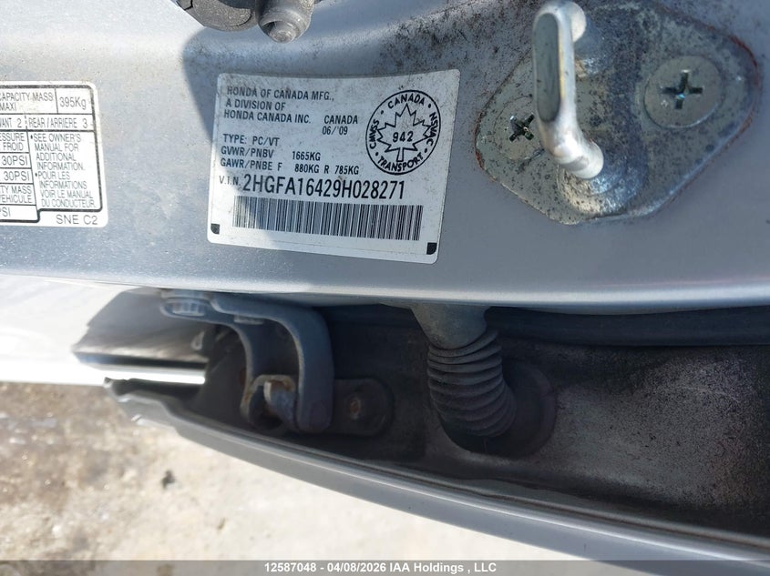 2009 Honda Civic Dx-G VIN: 2HGFA16429H028271 Lot: 12587048