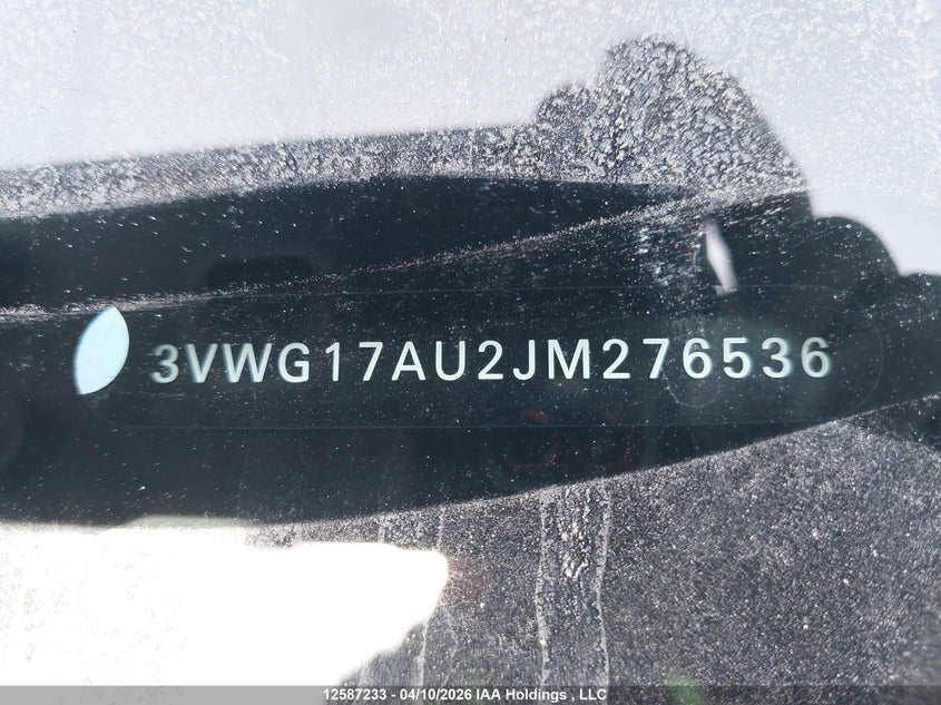2018 Volkswagen Golf S/Se VIN: 3VWG17AU2JM276536 Lot: 12587233