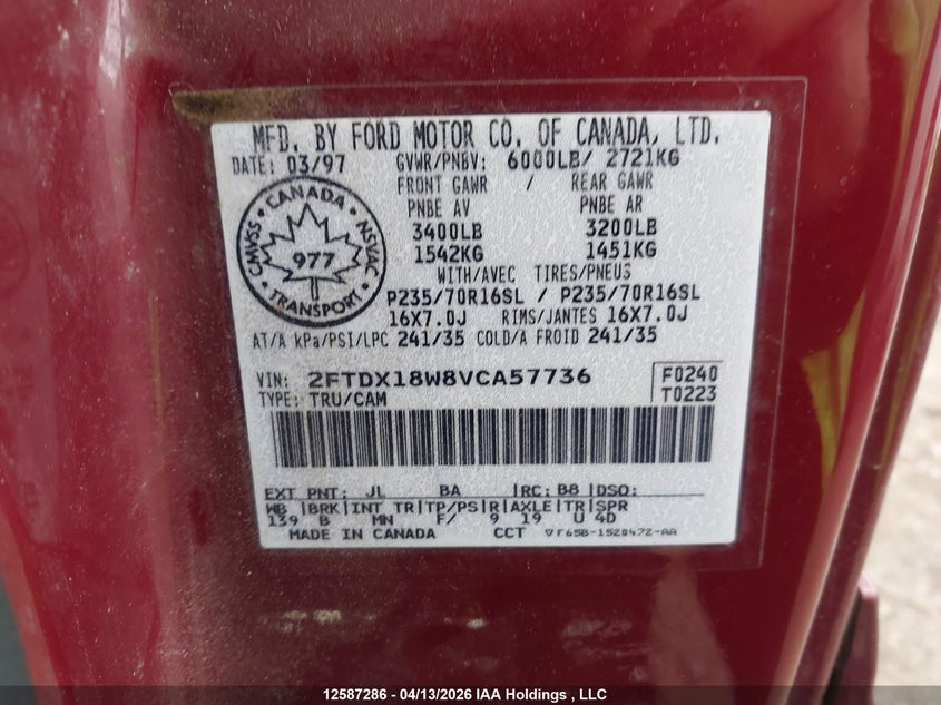 1997 FORD F-150 PICKUP 4.2L V8 FI F