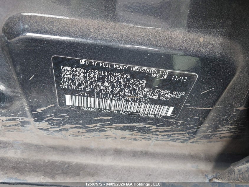 2014 Subaru Impreza VIN: JF1GJAA66EH012995 Lot: 12587572