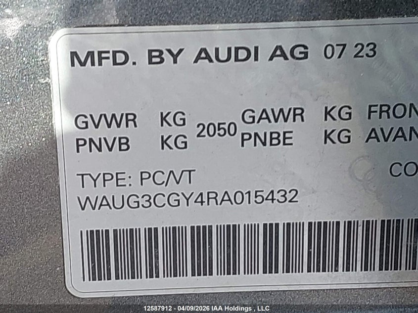 2024 Audi S3 Premium VIN: WAUG3CGY4RA015432 Lot: 12587912