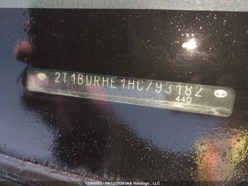 2017 Toyota Corolla Le VIN: 2T1BURHE1HC793182 Lot: 12588083