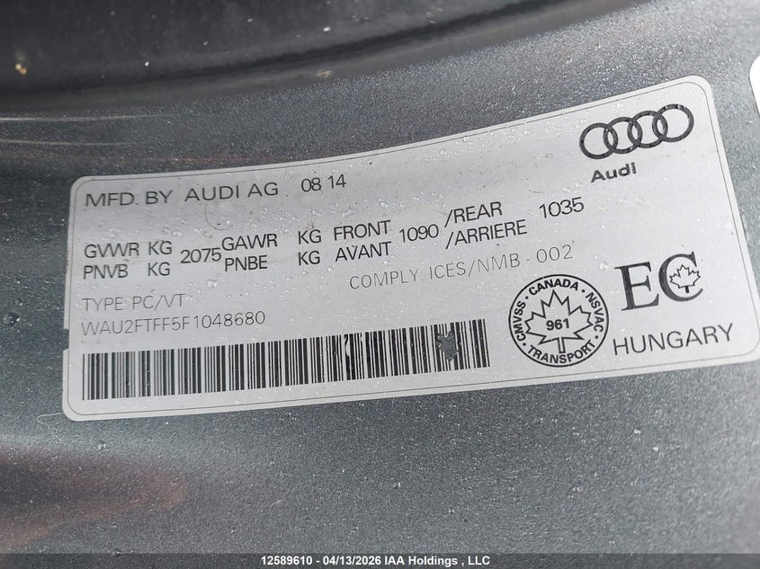 2015 Audi A3 2.0T Technik VIN: WAU2FTFF5F1048680 Lot: 12589610