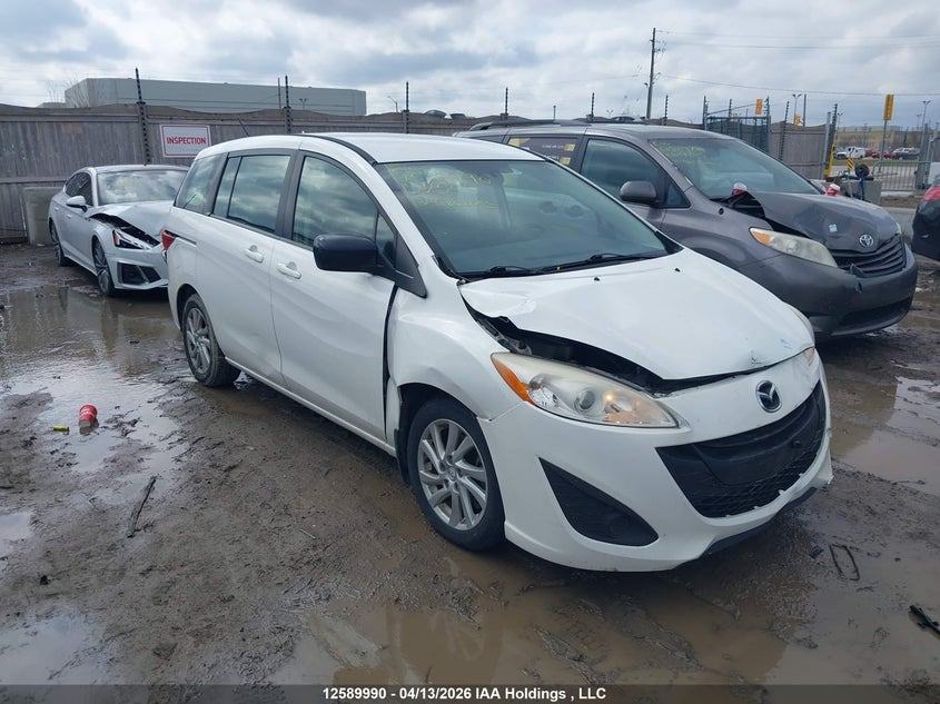2012 Mazda 5 2.5 Gs white Lot 111012589990 Vin JM1CW2CLXC0137500