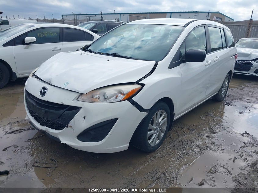 2012 Mazda 5 2.5 Gs white Lot 111012589990 Vin JM1CW2CLXC0137500