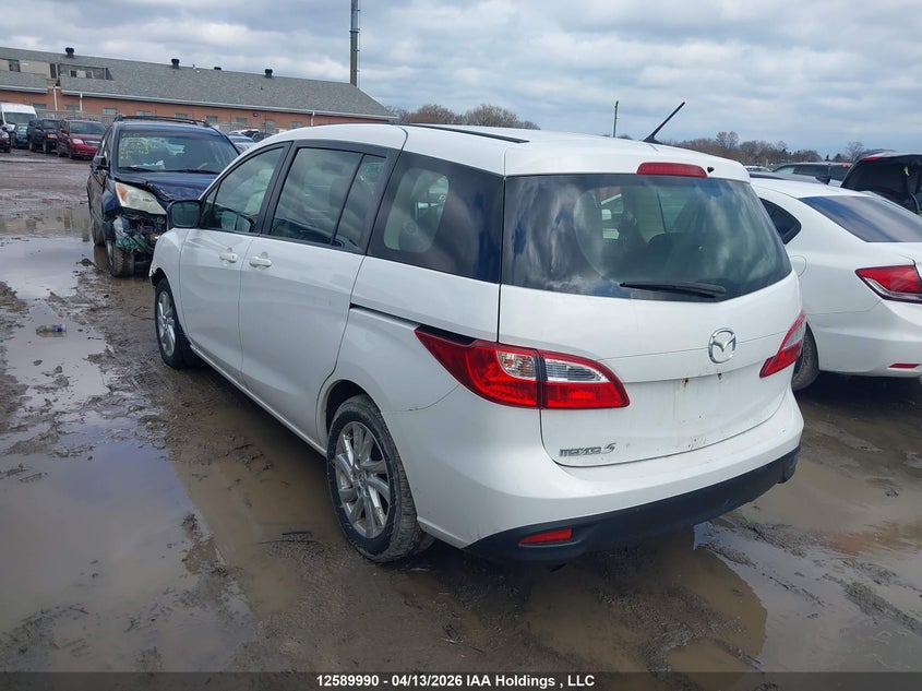 2012 Mazda 5 2.5 Gs white Lot 111012589990 Vin JM1CW2CLXC0137500
